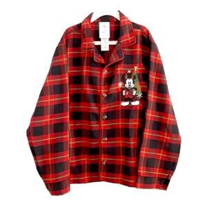Disney Parks Mickey Mouse Christmas Pajama Shirt Buffalo Check Red Plaid Kids 8